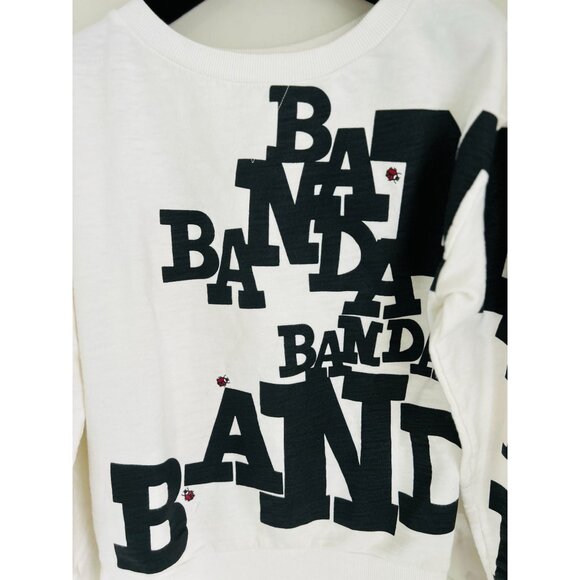 BAND OF OUTSIDERS Terry Cotton Sweatshirt Large Print in Black & White Size 2 - Picture 7 of 10